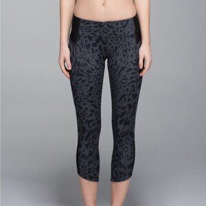 Lululemon Just Breathe Crop Animal Swirl Deep Coal Light Black Capri Legging